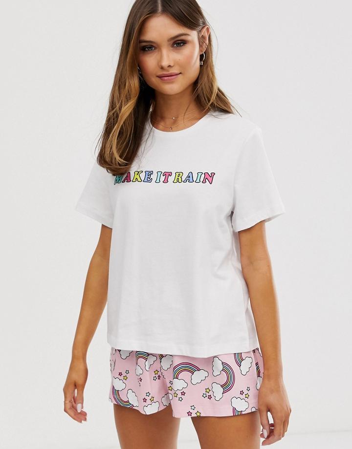 Asos Design Mix & Match Rainbow Pyjama Tee-multi