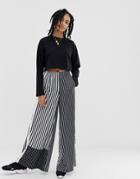 Adidas Originals Mixed Stripe Popper Pants In Black And White - Black