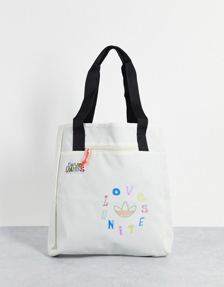 Adidas Originals Pride 'love Unites' Tote Bag In Off White