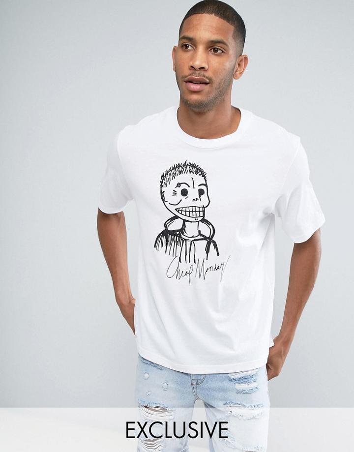 Cheap Monday Boxer T-shirt Skull Logo - White