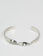 Asos Twisted Bangle In Shiny Silver - Silver