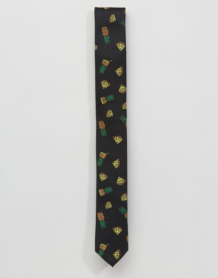 Asos Pineapple Tie In Black - Black