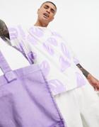 Asos Design Oversized T-shirt With All-over Smiling Face Print-multi