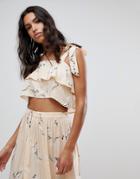 Faithfull Floral Tier Crop Top Co-ord - Yellow