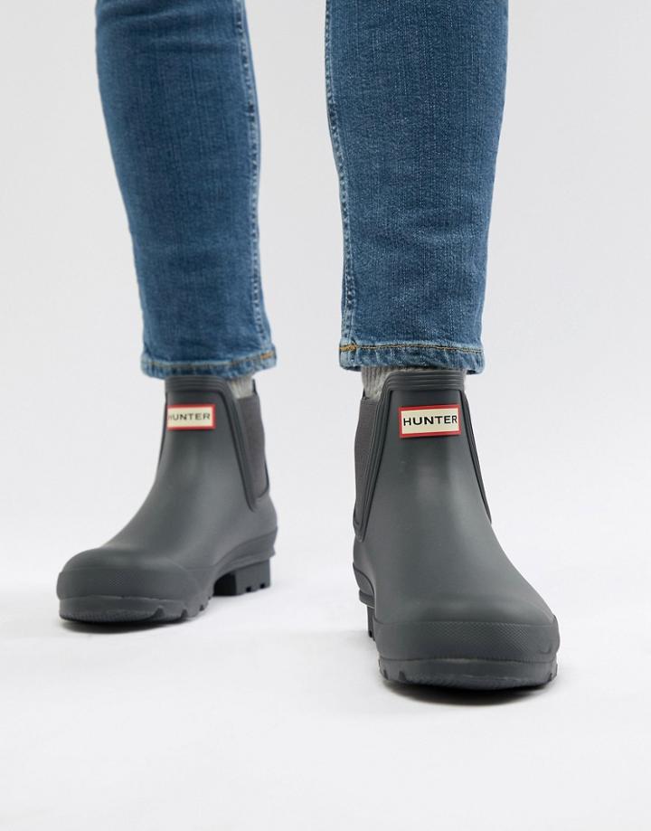 Hunter Original Chelsea Boots In Gray