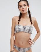 Rvca Feather Print Reversible Bandeau Bikini Top - Multi