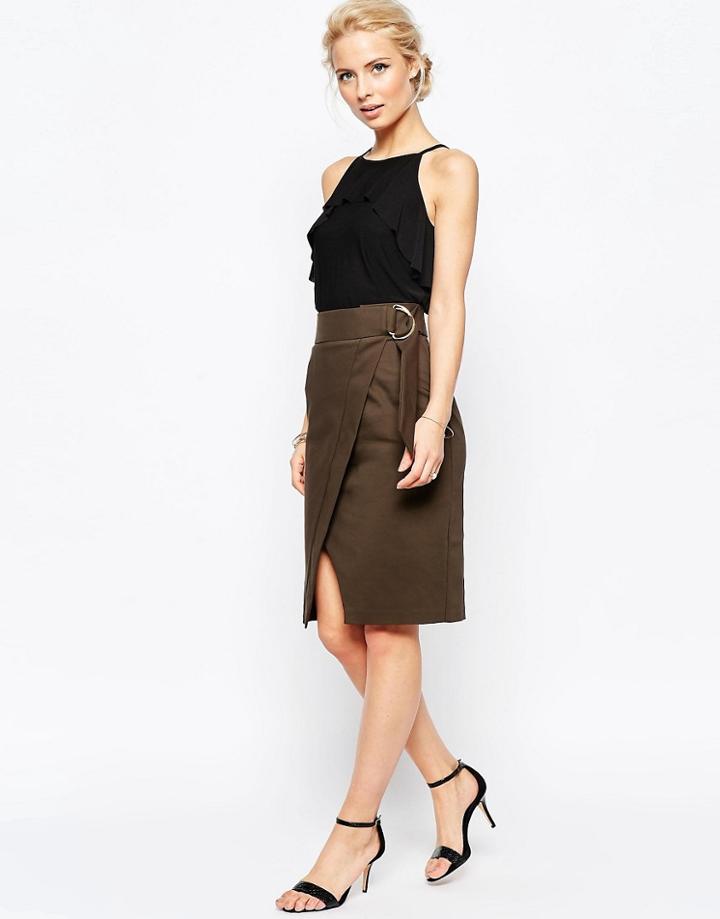 Closet Wrap Front Skirt - Green