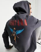 Asos Design Nirvana Hoodie In Charcoal-gray