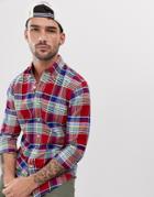 Polo Ralph Lauren Check Oxford Shirt Slim Fit Button Down Multi Player Logo In Red