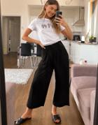 Asos Design Culotte Pants With Shirred Waist In Black