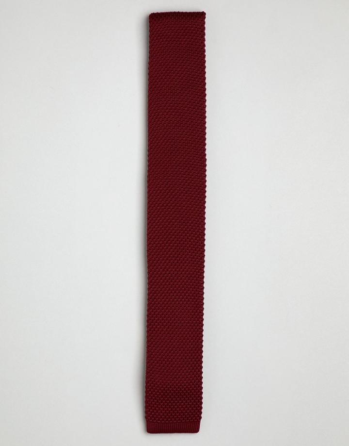 Gianni Feraud Knitted Burgundy Tie - Red