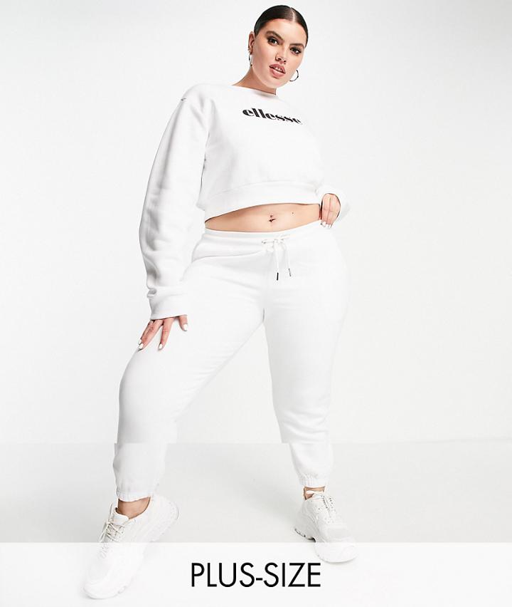 Ellesse Plus Cropped Sweatshirt & Sweatpants Set In White