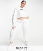 Ellesse Plus Cropped Sweatshirt & Sweatpants Set In White