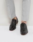 Asos Brogue Shoes In Black Leather With Toe Cap - Black