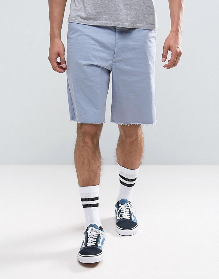 Asos Skater Shorts With Raw Edge In Pale Blue - Blue