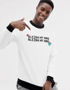 Asos Design Christmas Sweatshirt With Sleigh My Name Print - White