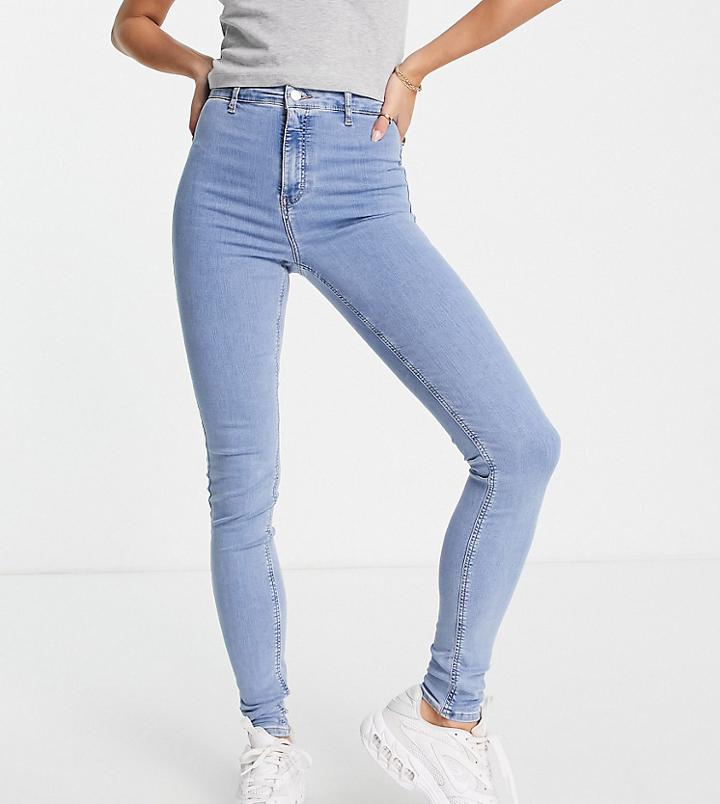 Topshop Tall Recycled Cotton Blend Joni Jean In Bleach-blue