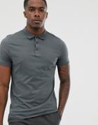 Asos Design Organic Jersey Polo In Washed Black - Gray
