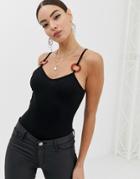 Boohoo Tortoiseshell Ring Detail Body In Black - Black