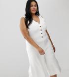 Micha Lounge Curve Button Through Cropped Jumpsuit-white