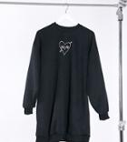 Asos Design Maternity Exclusive Oversized Sweater Dress In Black With Mum Slogan