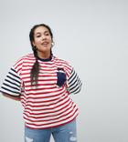 Hello Kitty X Asos Curve Oversized T-shirt With Peeping Embroidered Motif - Multi