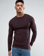 Asos Extreme Muscle Fit Long Sleeve T-shirt In Purple - Purple
