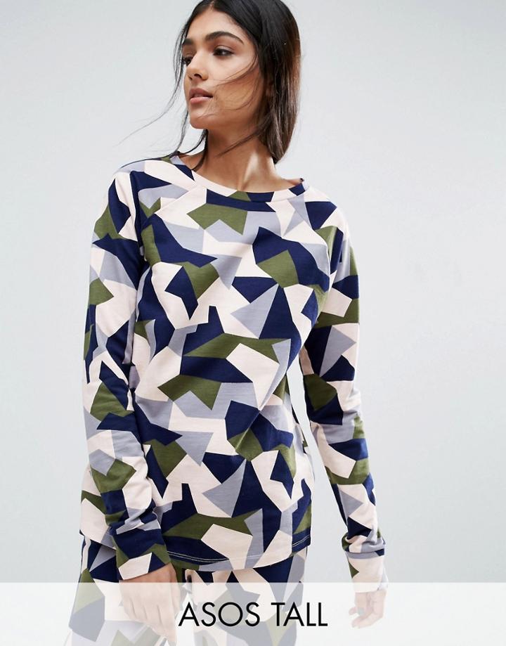 Asos Tall Lounge Abstract Camo Print Sweatshirt - Multi
