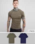 Asos 4505 Muscle T-shirt With Quick Dry 2 Pack Save - Multi