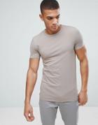 Asos Extreme Muscle Fit T-shirt With Crew Neck - Brown
