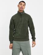 Jack & Jones Core Oversized Fleece With Quarter Zip In Dark Green