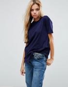 Asos Ultimate Curved Hem Boyfriend T-shirt - Navy