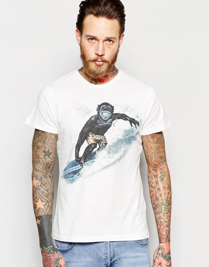 Wrangler Surfing Chimp T-shirt - Off White