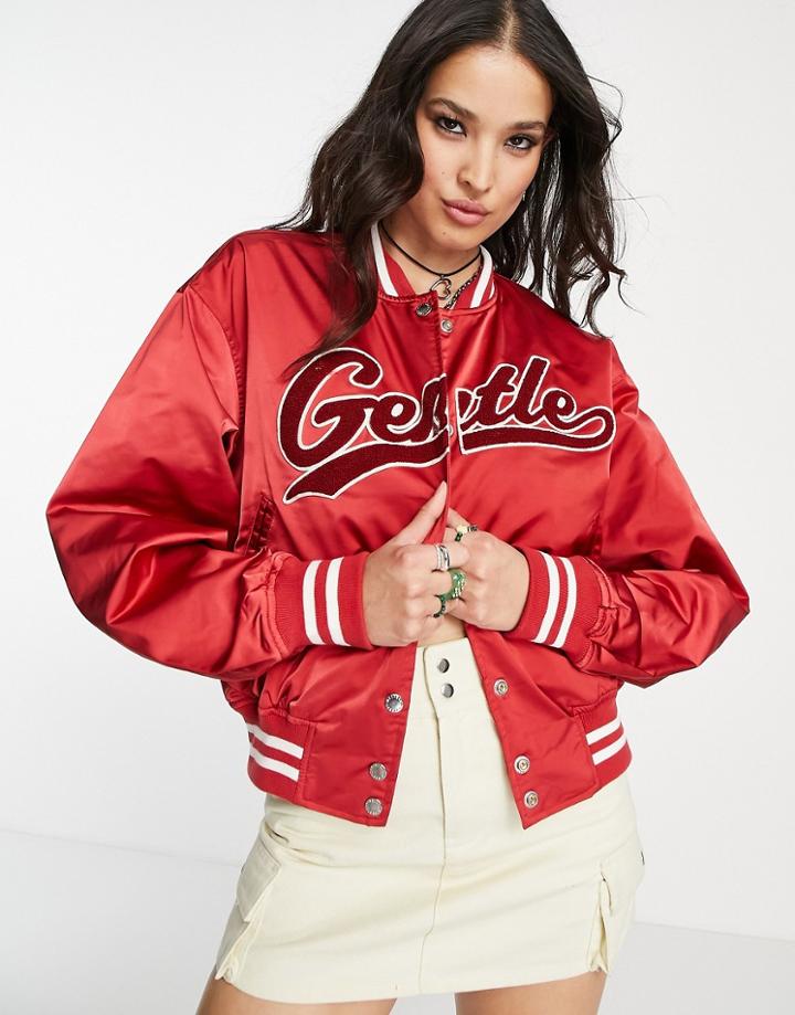 Weekday Kali Polyester Varsity Jacket In Red - Red
