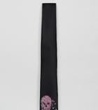 Noose & Monkey Placement Skull Print Blade Tie - Black