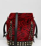 Sacred Hawk Bucket Bag In Faux Zebra - Red