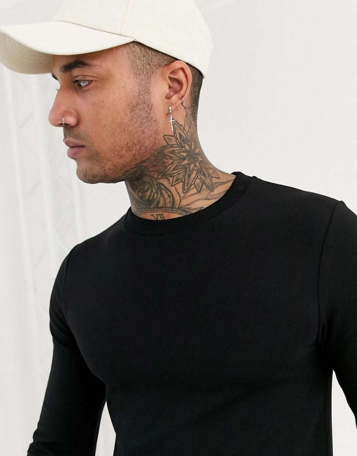 Asos Design Muscle Sweatshirt In Black