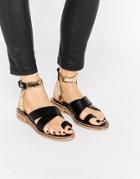 Asos Fly By Western Flat Sandals - Black