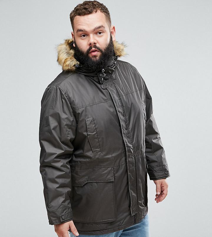 Duke Plus Parka Jacket In Khaki - Green