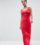 Boohoo Petite Scoop Neck Maxi Dress - Red