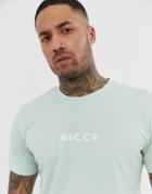 Nicce Ringer T-shirt With Logo In Mint - Green