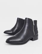 Aldo Leather Side Zip Boots - Black