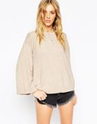 Asos Sweater With Wide Sleeve In Cashmere Mix - Oatmeal