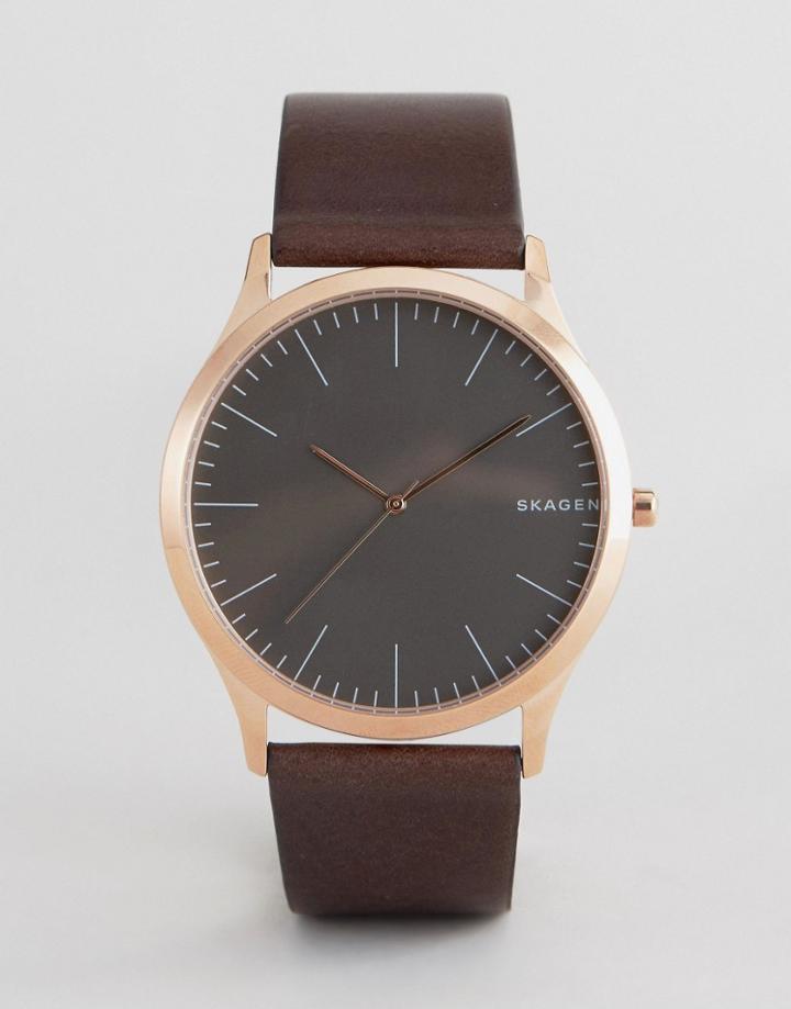 Skagen Skw6330 Jorn Leather Watch In Black 40mm - Black