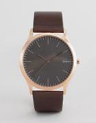 Skagen Skw6330 Jorn Leather Watch In Black 40mm - Black