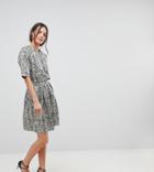 Y.a.s Tall Leaf Jacquard Full Skirt - Brown