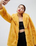 Na-kd Oversized Faux Fur Coat In Mustard - Yellow