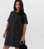 Asos Design Curve Sheer Shift Mini Dress In Polka Dot-multi