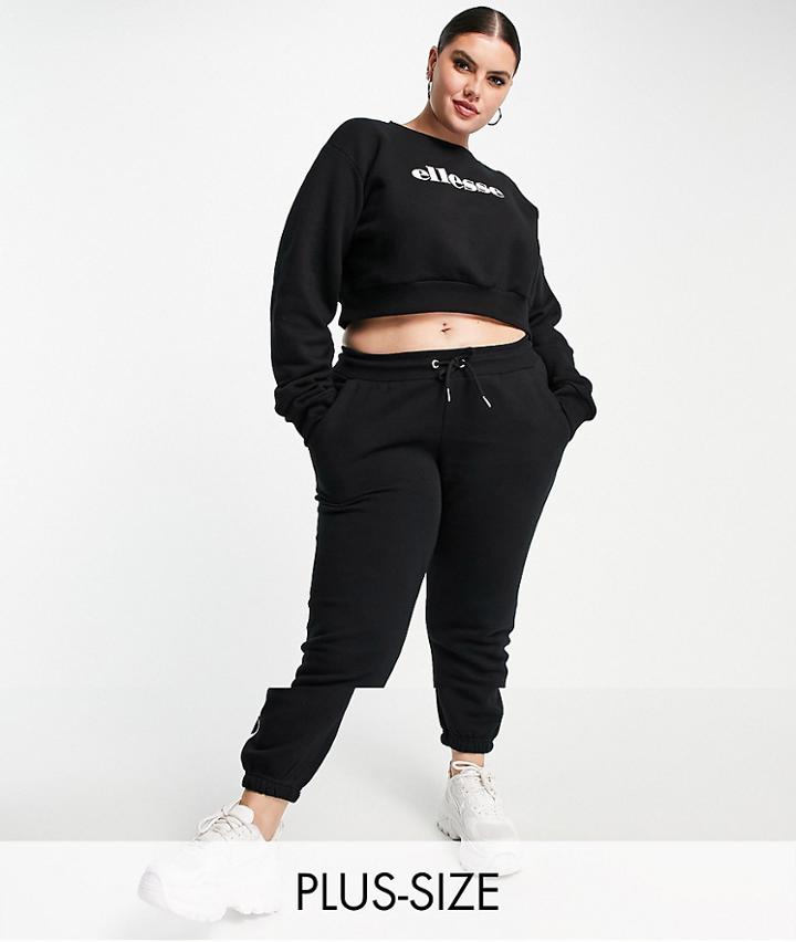Ellesse Plus Cropped Sweatshirt & Sweatpants Set In Black