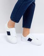 Asos Dinella Tape Lace Up Sneakers - White